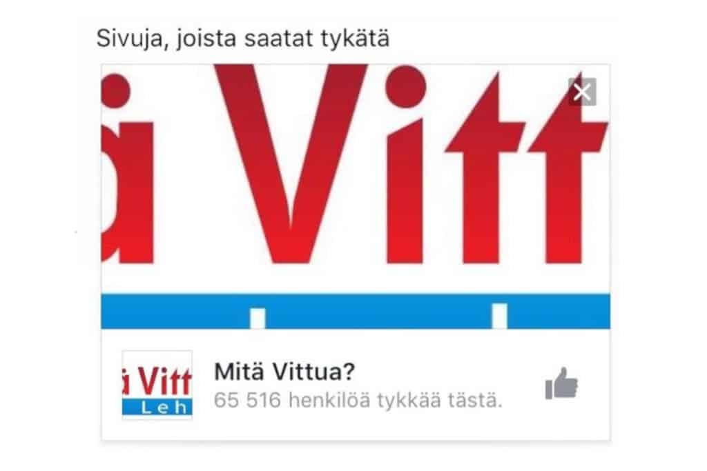 Facebook suosittelee valesivustoa 
