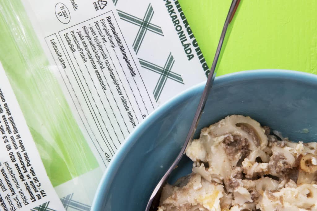 Ruokapakkauksien ravintoarvot eivät välttämättä ole puolueettomasti tutkittua tietoa