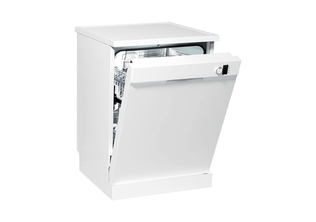 Valkoinen astianpesukone.