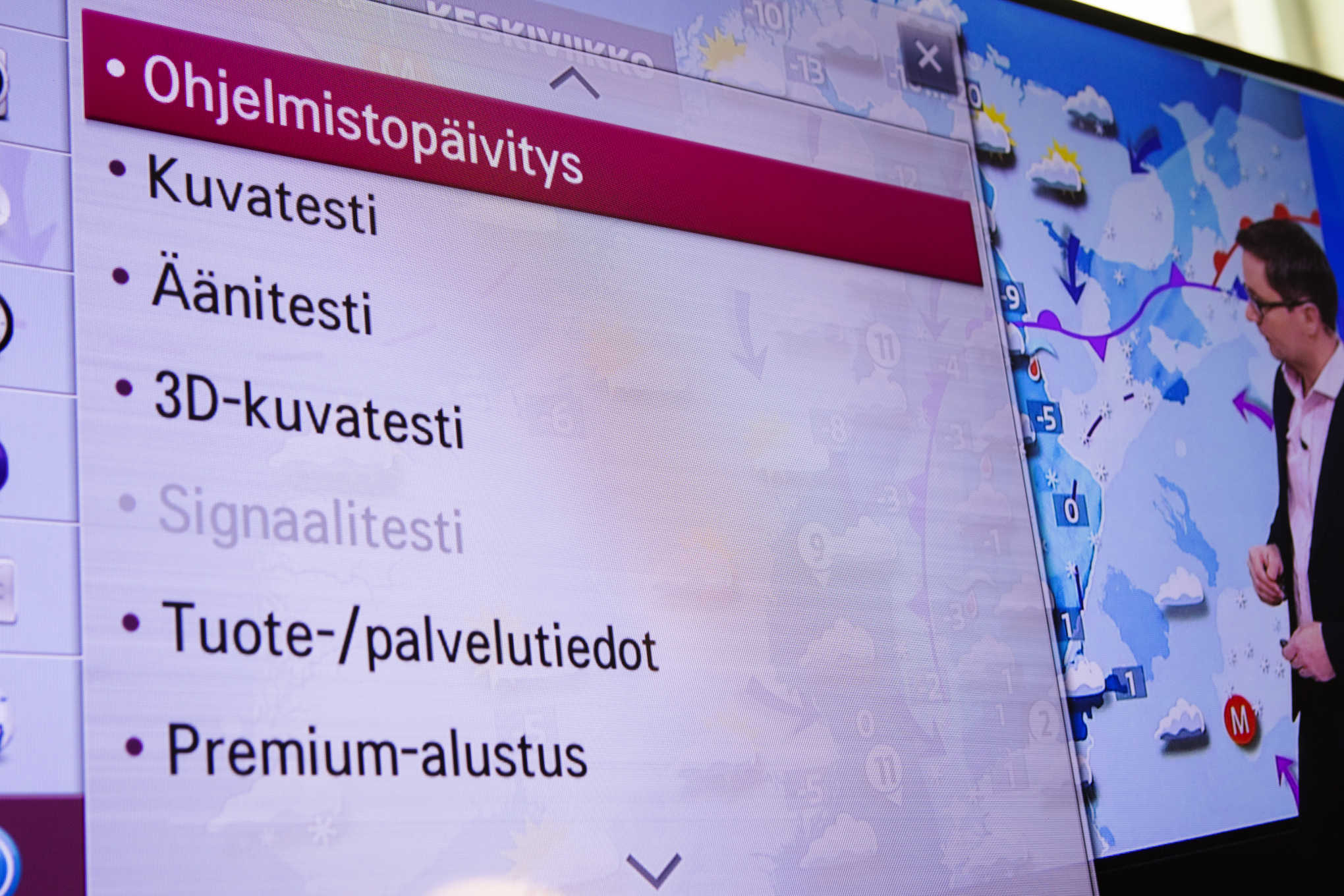 Älytelevision valikko.