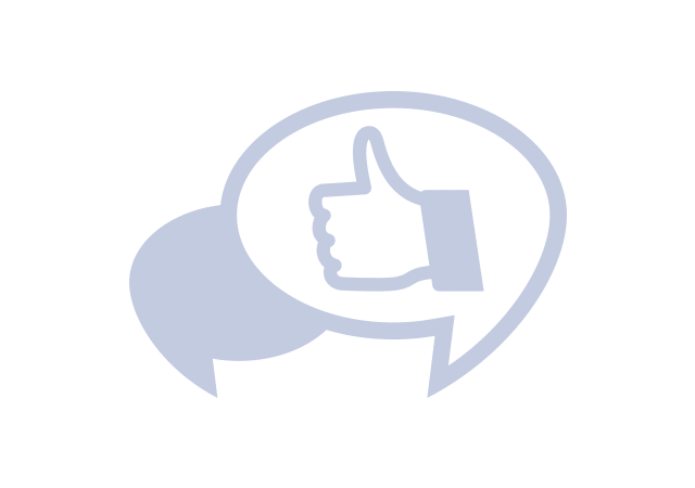 Puhekupla, jonka sisällä on peukku ylöspäin.