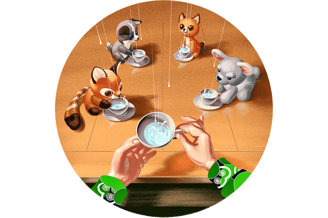 Katto vuotaa ja vesipisarat tippuvat kuppeihin.