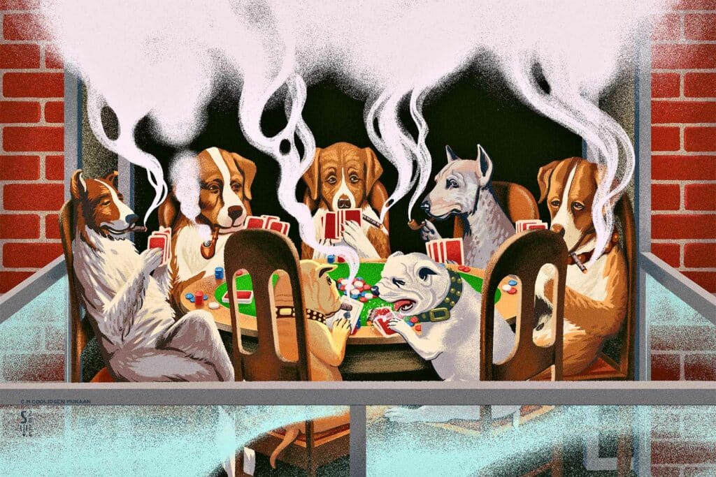 Tupakointia parvekkeella.