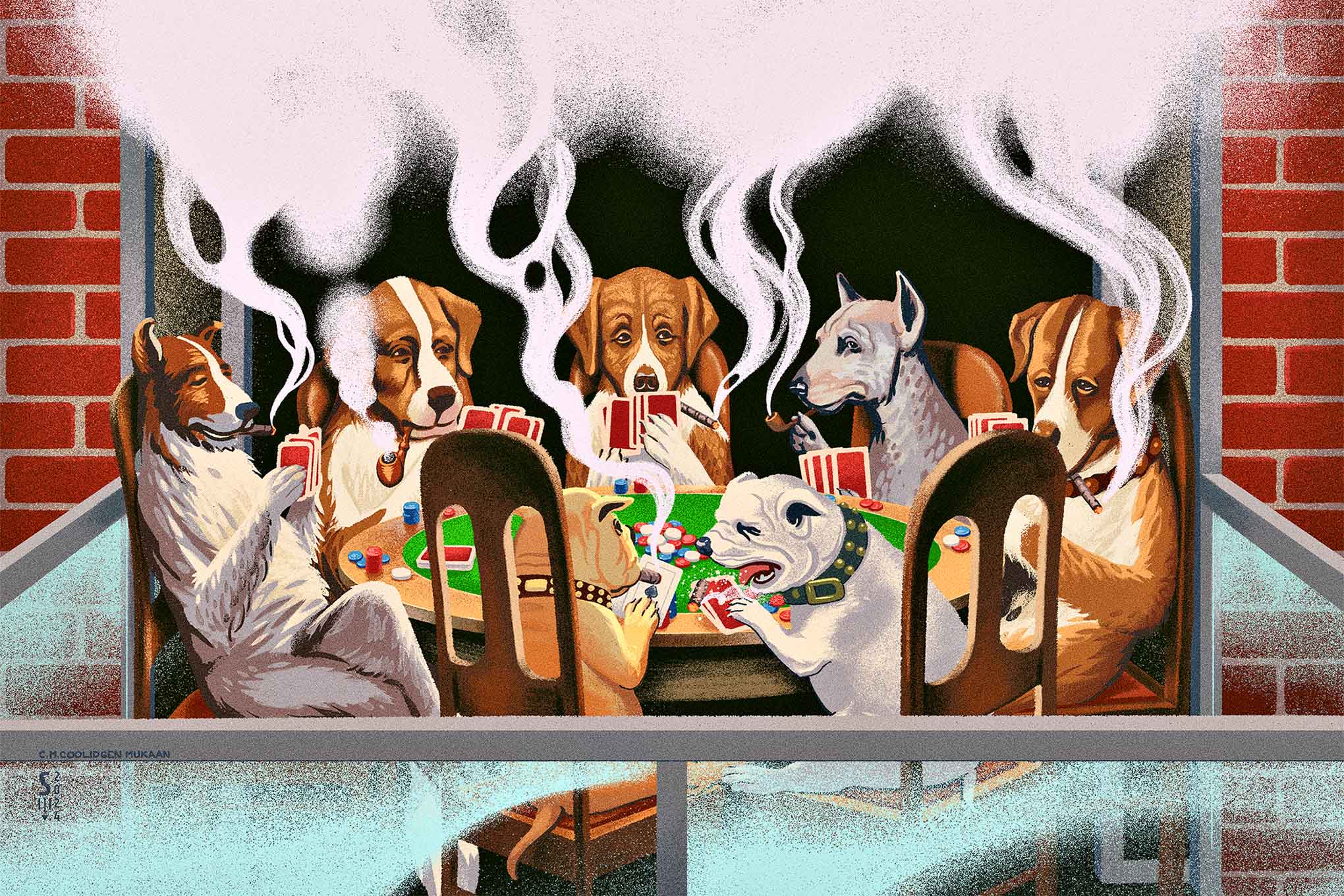 Tupakointia parvekkeella.