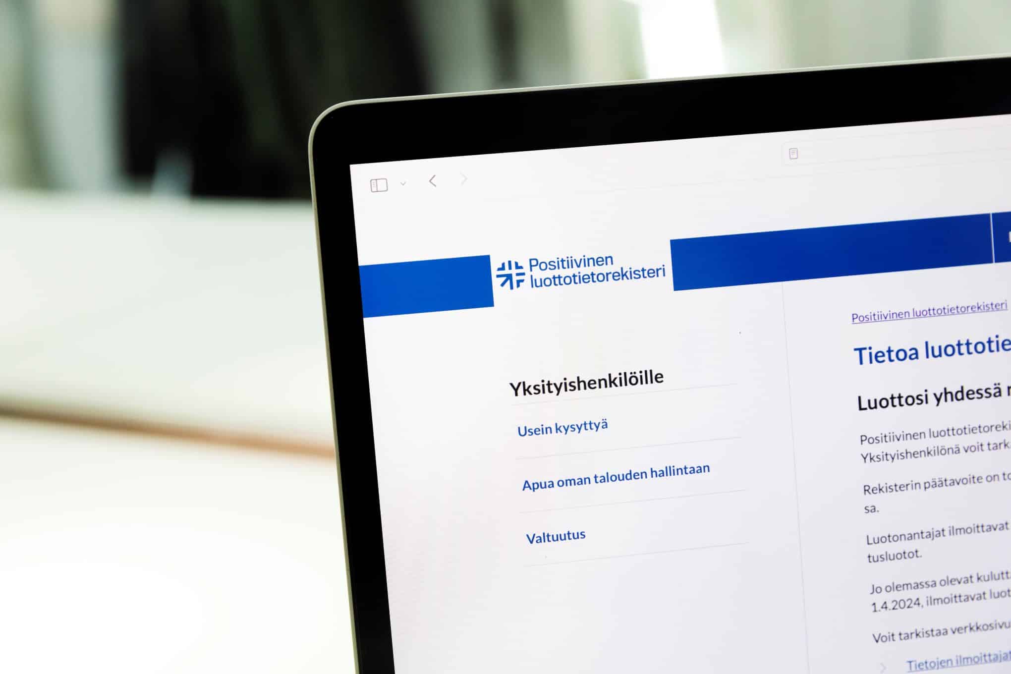 Tietokoneen näyttö.