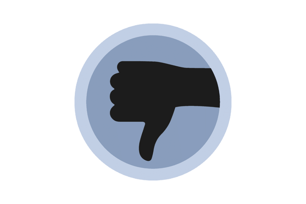 Alaspäin osoittava peukalo.