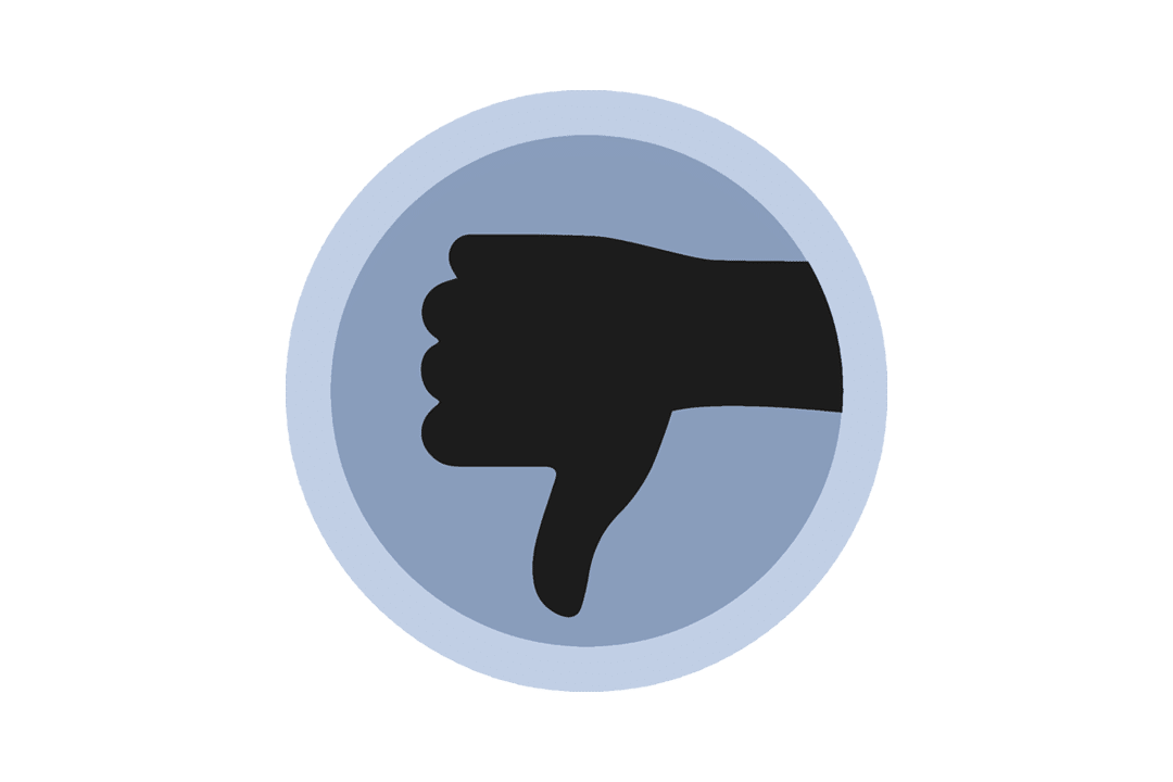 Alaspäin osoittava peukalo.