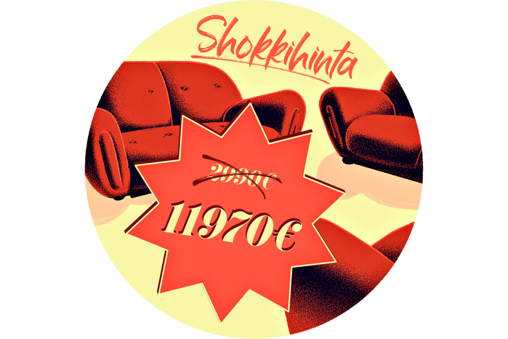 Kuvituskuva sohvamainoksesta.