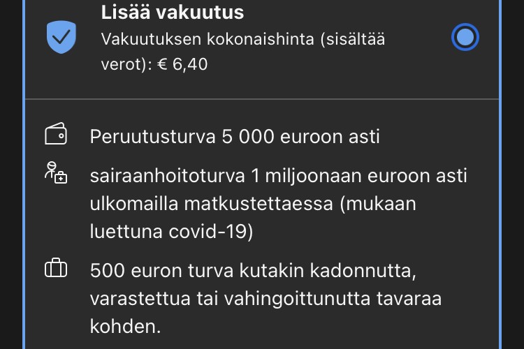 Booking vakuutus