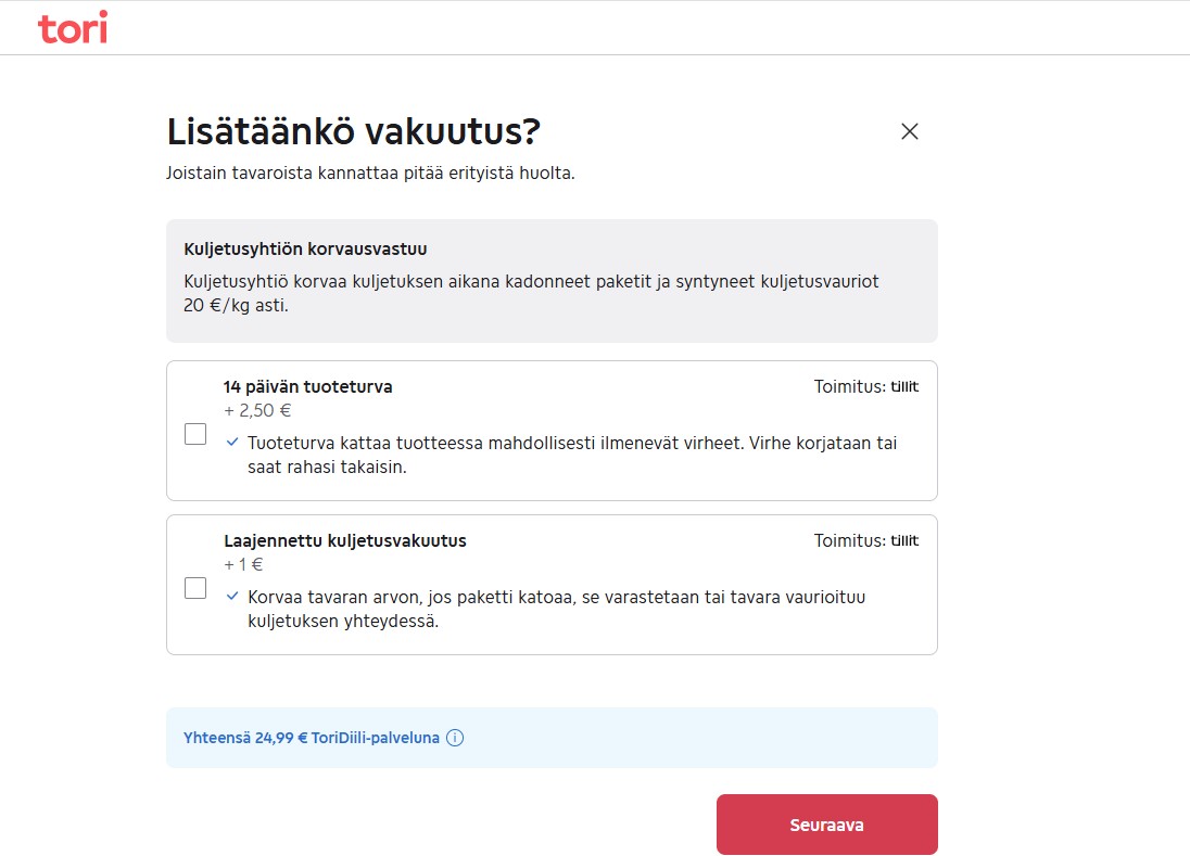 Toridiili-lisävakuutus.