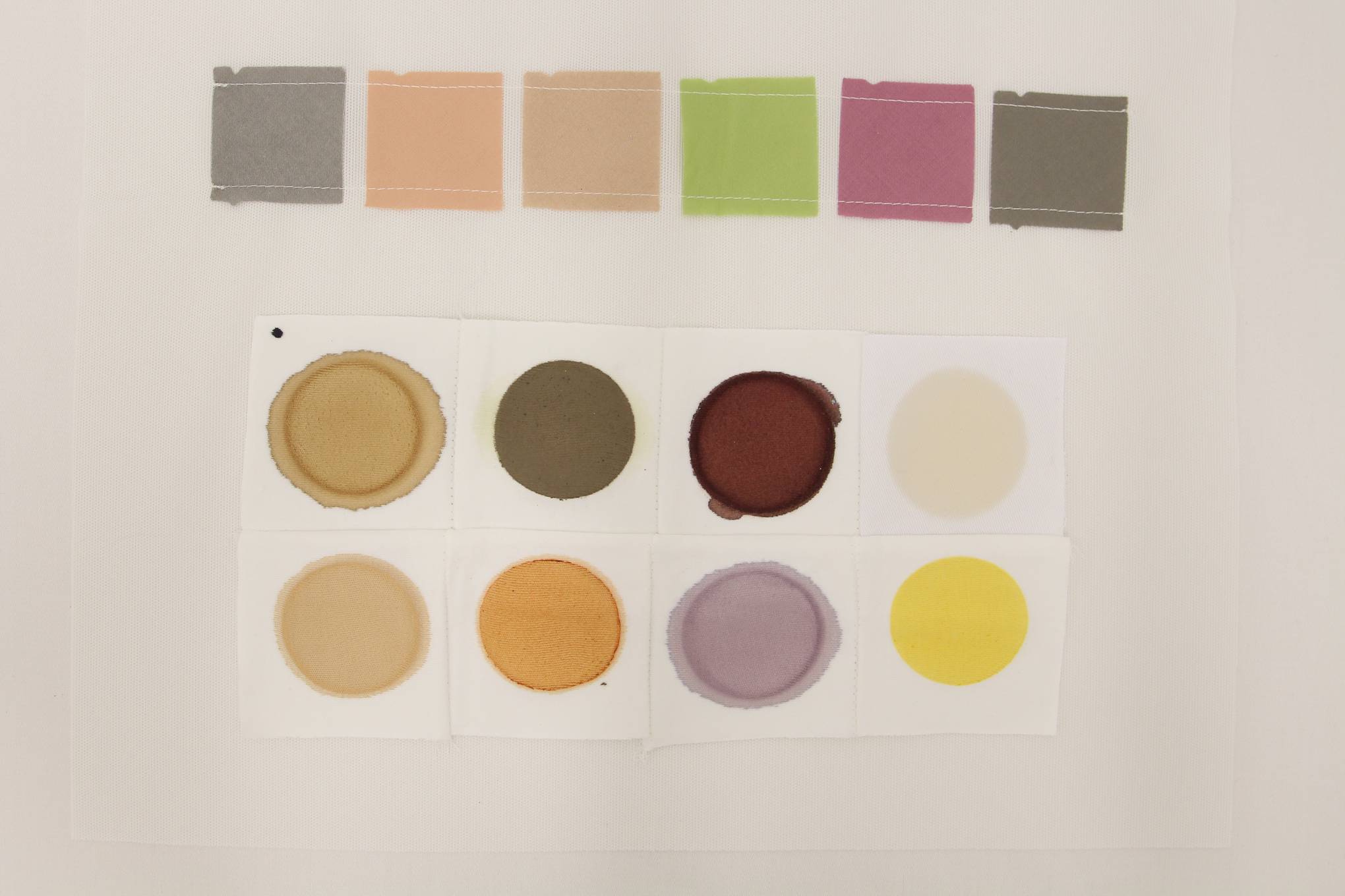 Kangaspala, jossa on värikkäitä tahroja.