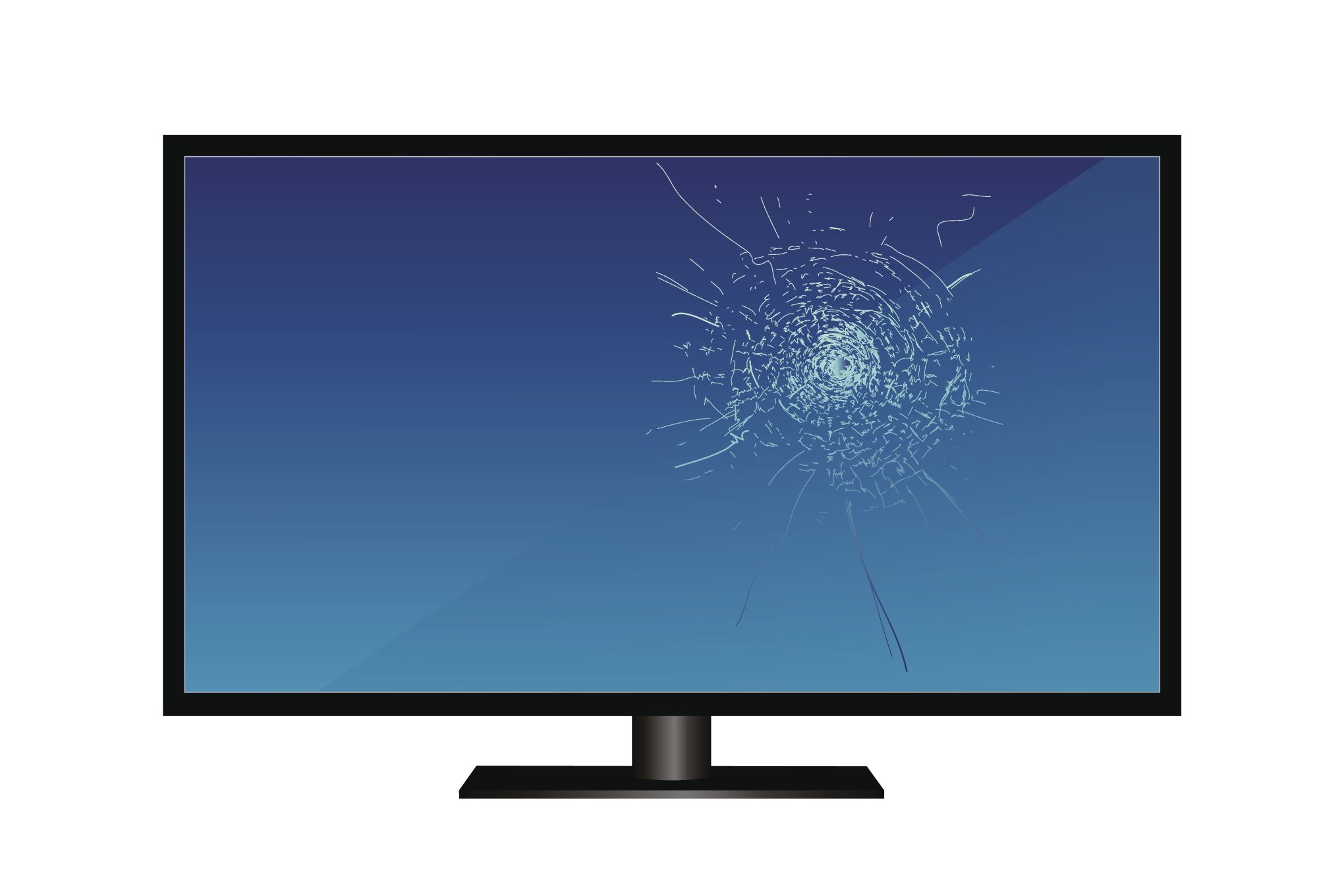 Televisio, jonka näyttö on rikki.